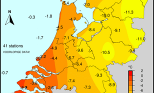 Figuur 1: minimumtemperaturen gemeten op 11 januari