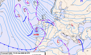 Figuur 1: weerkaart 23 januari 01:00 uur plaatselijke tijd