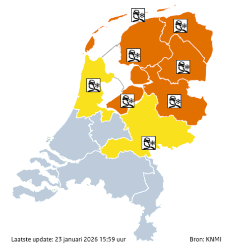 Figuur 4: Weerwaarschuwingen voor zaterdag 24 januari