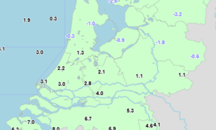 Figuur 1: gemeten temperaturen op 3 februari om 23:00 uur plaatselijke tijd