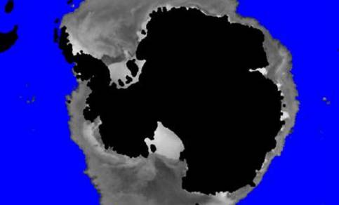 Figure 3. NH sea ice mask with backscatter values from SeaWinds (8th May 2009).
