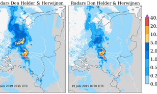 kaarten van nederland met radarbeelden rond de radar in Den Helder