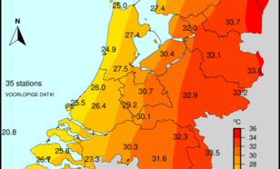 Figuur 2: Maximumtemperatuur 13 augustus 2024