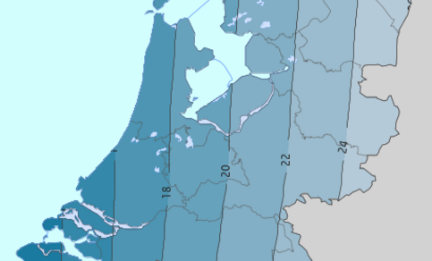 Figuur 5: Gemiddeld aantal dagen per jaar met sneeuwval in de periode 2003-2020