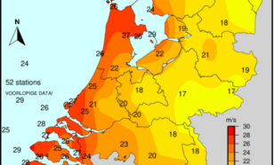 kaart met Maximale windstoot op 23 oktober 2025