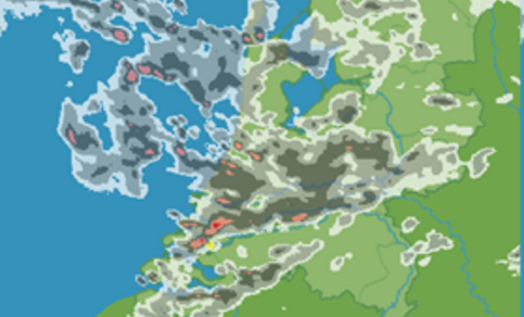 Figuur 2: Radarbeeld 3 januari 8:55 uur lokale tijd.