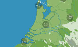 Figuur 2: Radarbeeld en temperatuur om 03:55 uur
