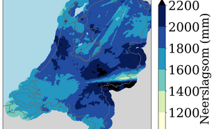 kaart van nederland met voorbeeld van het effect van bomen dicht bij de radar in Herwijnen
