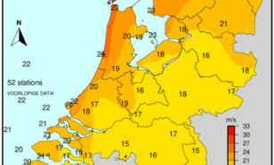 kaart met maximale windstoot op 24 oktober 2025