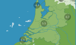Figuur 3: Radarbeeld en temperatuur op 4 februari om 02:55 uur plaatselijke tijd