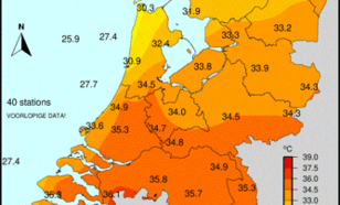 Figuur 3: Gemeten maximumtemperatuur op 24 juni 2026