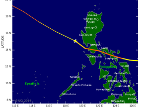 Track of typhoon Glenda / Rammasun on July 16. Source: Tropical Storm Risk