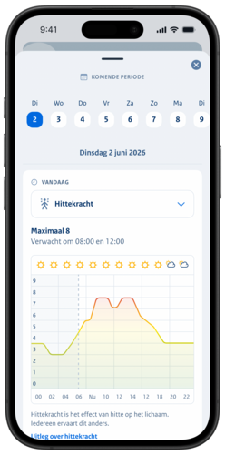 screenshot van de KNMI-app 