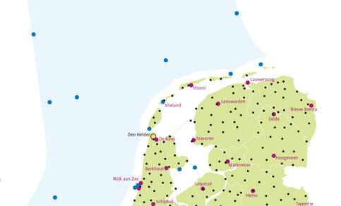 kaart van nederland met automatische weerstations
