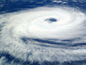 satellietbeeld van een tropische cycloon.