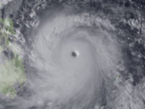 Satellietbeeld van ttyfoon Haiyan, Filipijnen 2013