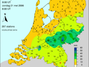 Kaart van Nederland met neerslagmetingen ©KNMI