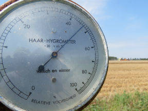 Een haarhygrometer meet de relatieve vochtigheid (Bron: Jannes Wiersema) 