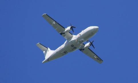 Het ATR42 onderzoeksvliegtuig boven Cabauw        