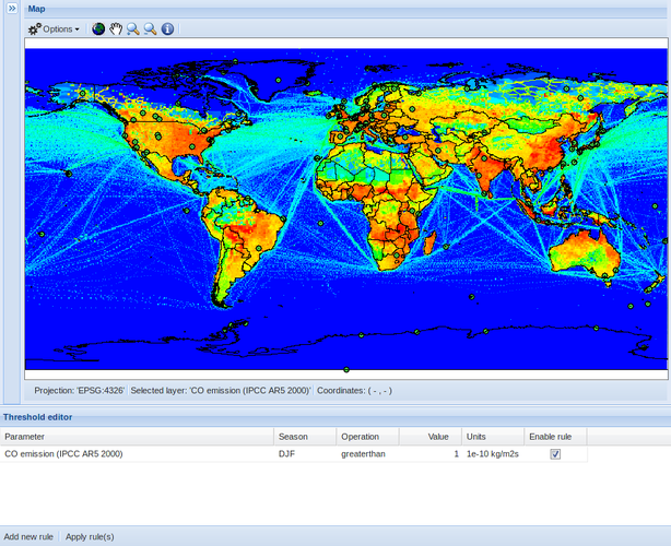 Screenshot of the GEOMon webtool for selection of validation sites.