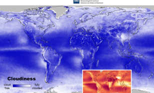 multi-year mean FRESCO effective cloud fraction and cloud pressure maps from SCIAMACHY.