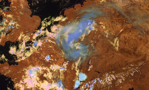 The so-called "cloud phase RGB" image for 31 July 2024 from the Flexible Combined Imager on the first Meteosat Third Generation satellite