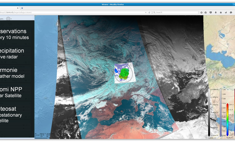 Overlay of several meteorological datasets in one view.