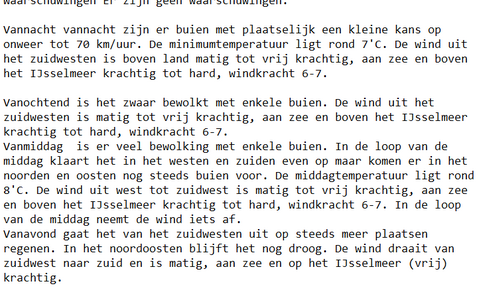Example of the KNMI 'basisverwachting'