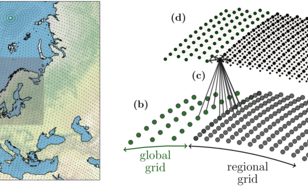 Map with annotated grid points centered around the Nordics and regional grid