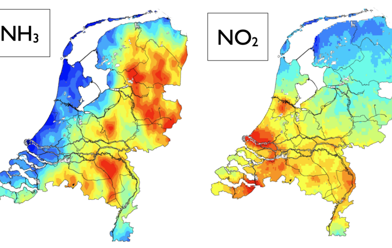 NH3 en NO2 gemeten met satellieten