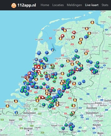 kaart met schademeldingen in Nederland van dinsdagavond 9 juli 2024