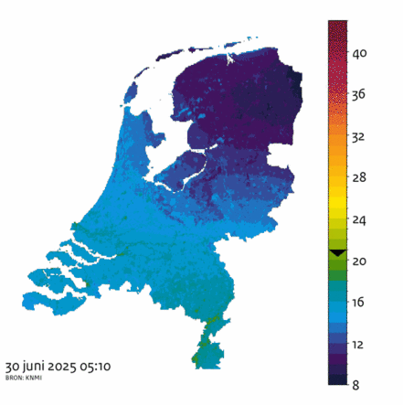 Temperatuurverloop maandag 30 juni 