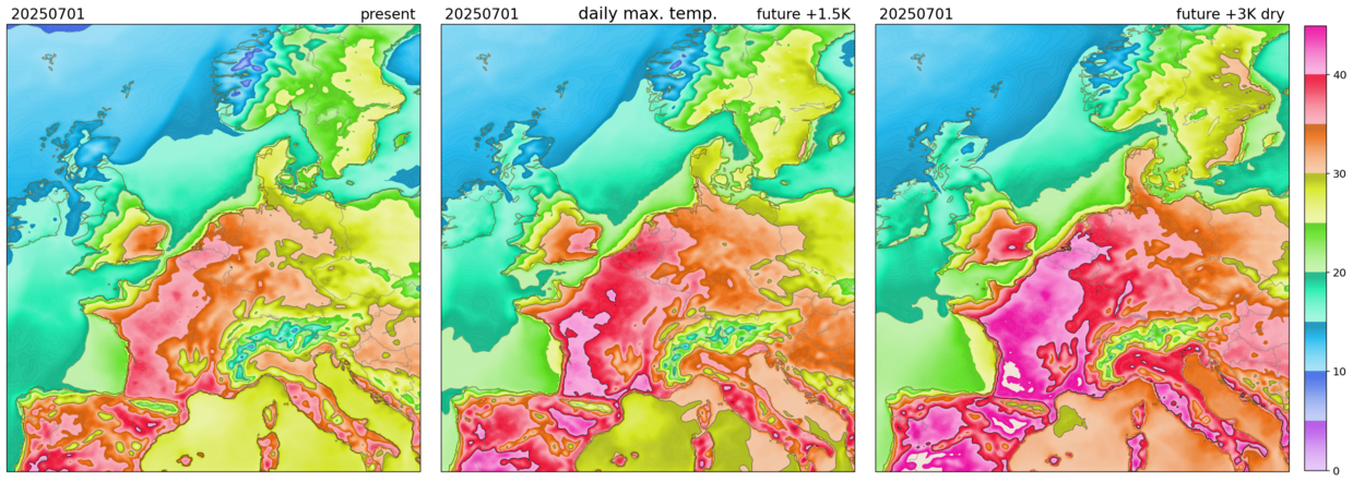 3 kaarten van europa met future weather