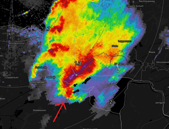 Radarbeeld om 17:01 uur
