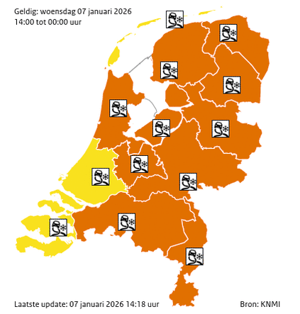 kaart van nederland met knmi waarschuwingen