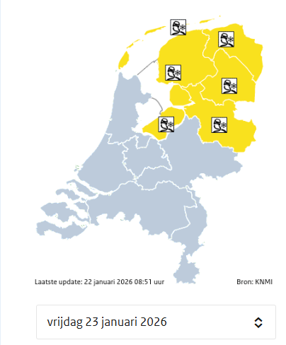 KNMI - Liveblog gladheid door ijzel 22-23 januari 2026