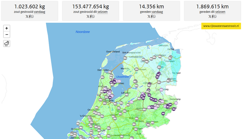 strooikaart van rijkswaterstaat