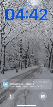 schermafbeelding van de Melding van de KNMI-app op woensdagochtend 4 februari 2026. 