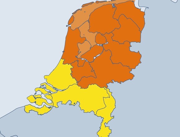 kaart met code oranje en code geel
