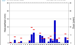 Grafiek neerslag De Bilt