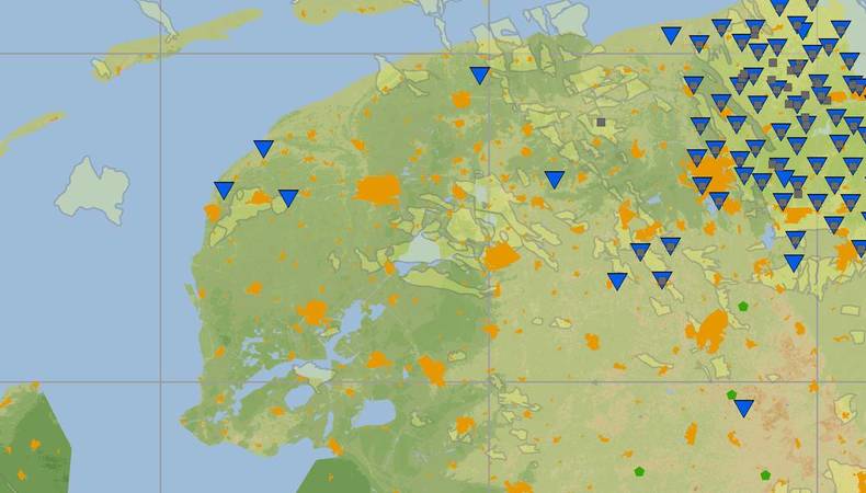 kaart met seismologisch netwerk noord-nederland