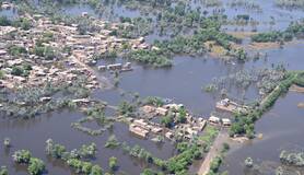 Luchtfoto van overstromingen in Pakistan 2022