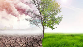 illustratie van boom die klimaatverandering symboliseert