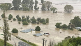 Overstroomd gebied in Nieuw-Zeeland