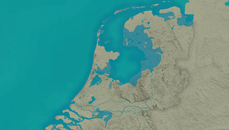 kaart van nederland tijdens de stormvloed in 1825