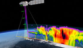 EarthCARE klimaatsatelliet in de ruimte, die meet wolken en fijnstof 