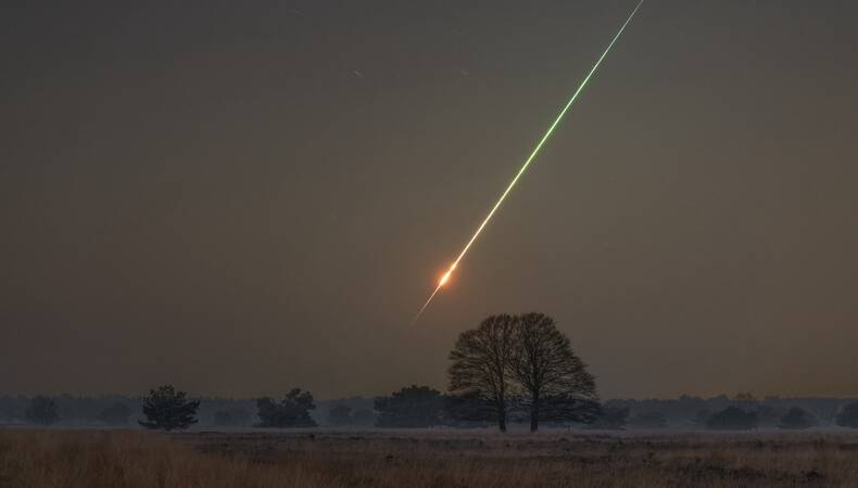 Foto van de asteroïde op 13 februari 2023, genomen vanuit het Kampina natuurgebied in Noord-Brabant richting het zuiden 
