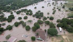 Luchtfoto van de overstromingen in Texas