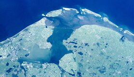Nederland en de Noordzee gezien vanuit het International Space Station