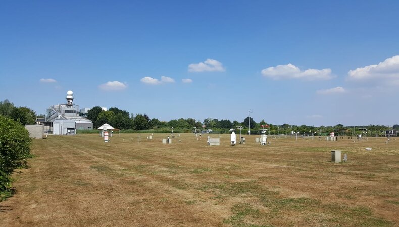 Foto van erg droog meetveld in De Bilt